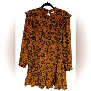 NWT (flaw) - TOPSHOP Ruffle Long Sleeve Shift Dress